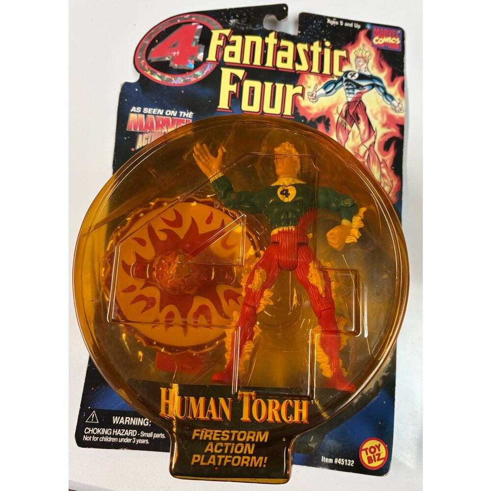 NEW Fantastic Four Human Torch Marvel Action Figure 1996 Firestorm Vtg ToyBiz